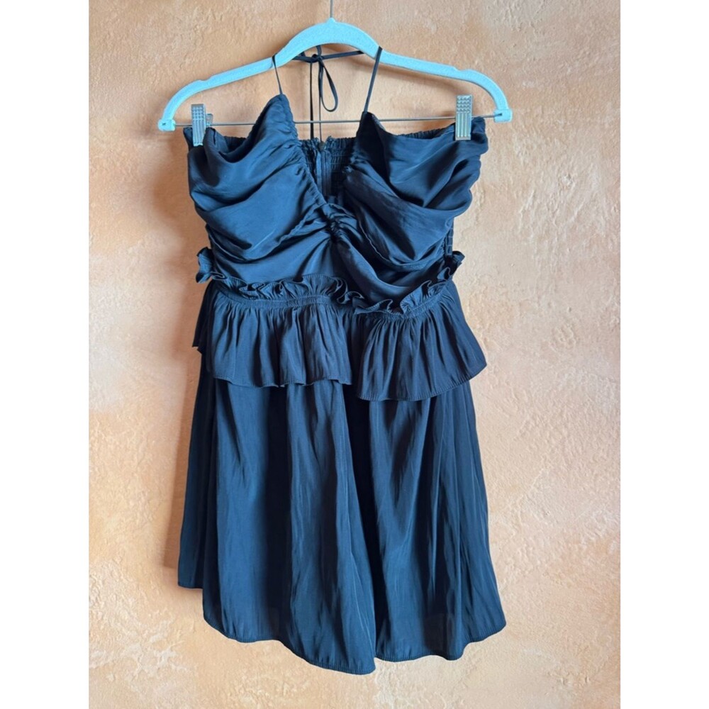 Lavender Brown Black Ruffle Romper Halter Tie Open Back Flowy